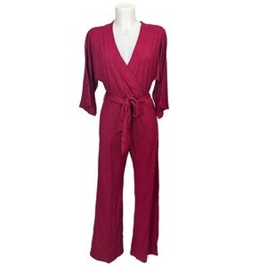 L*SPACE WOMEN'S MONTEREY JUMPER Knit MAROON Belted Jumpsuit  Small. Like new